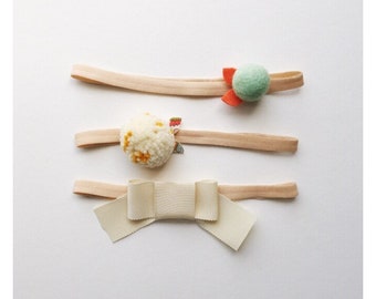 felt flower + pom pom headbands