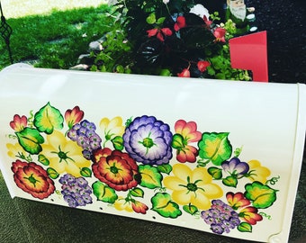Floral Painted Mailboxes, White Post Decorative Mailbox, Custom Mailboxes, Residential Mailboxes, Hand Painted Mailbox, Housewarming Gift