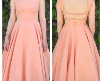 1950s dress / 50s dress / pinup dress / bridesmaid dress / Swing dress / fit and flare / Circle skirt / retro dress / midi dress