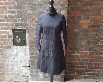 Vintage 1960s Long Sleeved Black Dress