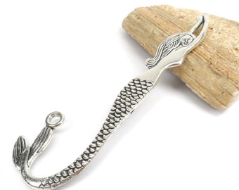 5 Silver Mermaid Book Mark Blank, Beading Bookmarks, Tibetan Silver, 82mm x 21mm BK25