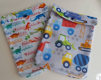Boys Ouch Pouch 2 Pack First Aid Organizer for Diaper Bag Car Purse Backpack Travel Medium 5x7 Your Choice Fabrics/Label/Clip