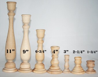 Various Sizes- Unfinished Wood Candlestick Holders- DIY Wedding Accents, Home Decor, Cake Tier Spacer