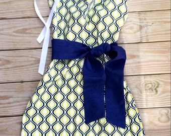 Blue geometric Hospital/maternity Gown