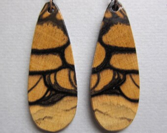 Rare Black White Ebony Earrings, Exotic Wood Handmade Ecofriendly repurposed ExoticwoodjewelryAnd