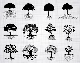 Tree With Roots SVG Bundle, Tree Roots SVG, Clipart, Cut Files For Silhouette, Files for Cricut, Vector, Tree Svg, Roots SVG, Dxf, Png Decal