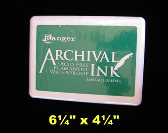 Jumbo #3 Ranger Archival Ink Pad, Archival Emerald Green, Giant Ink Pad, Acid Free, Permanent Ink, Waterproof Ink, Paper Crafters Supply