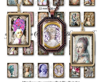 Marie Antoinette Gets A Facelift, 22mm x 30mm rectangles, INSTANT DOWNLOAD at Checkout, Marie Antoinette collage sheets,french,Paris
