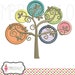 Tree applique embroidery design. Retro fall applique in stylised form. Tree embroidery, change the colours to change the season.