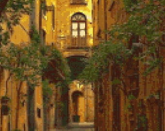 Medieval Italian Courtyard Cross Stitch pattern PDF - Instant Download!