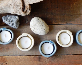 Tea light holder , set of two , pebble collection