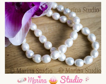 5 oval natural freshwater cultured 9mm and 10mm White Pearl