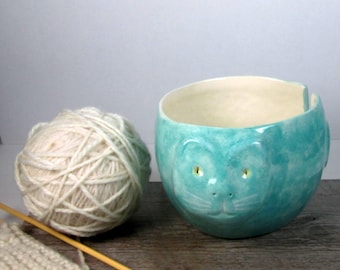 Cat Yarn bowl Knitting and crochet bowl Ready to ship