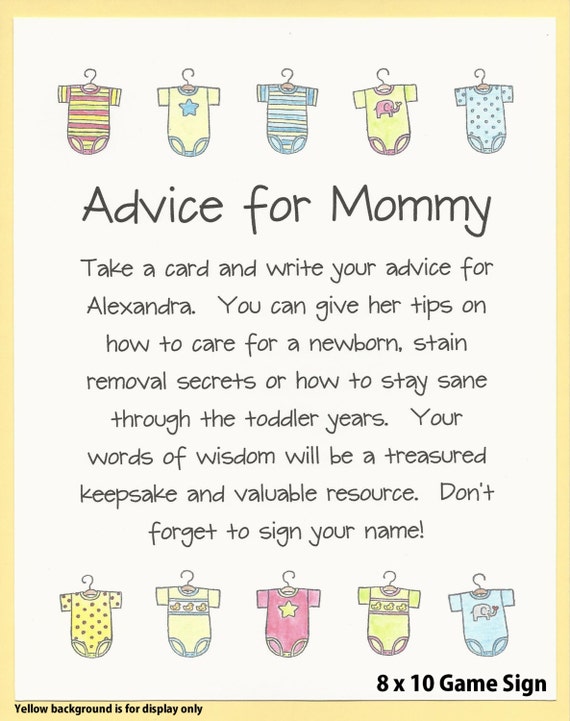 Advice for Mommy & Daddy Baby Shower Game Wishes for Moms