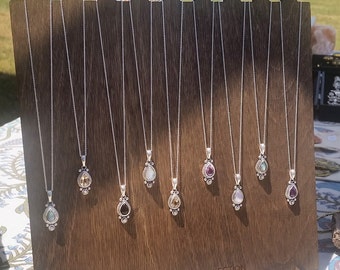Necklace Display w/ Custom Logo- 9 Necklaces {{multi notch, wooden display, lasercut display, custom branded display, craft show display}