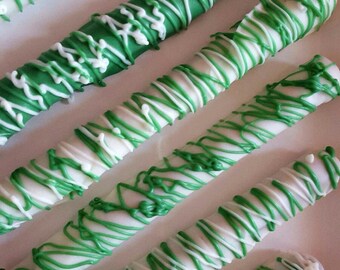 Chocolate Covered Pretzels -Hulk Party, St. Patricks Day, Marvel Party, Boys Girls Birthday Party! Custom Orders Welcome! 50 pieces!