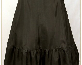 Black Victorian Petticoat, Adjustable Waist Sizes 24"-35"