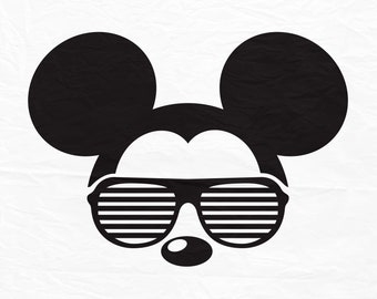 Disney, Mickey, Mouse, Sunglasses, Icon, Head, Ears, Digital, Download, TShirt, Cut File, SVG, Iron on, Transfer.