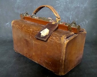 Antique French Leather Doctors Bag -1900's
