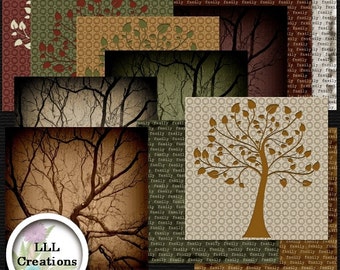Downloadable Files - Nothing will be shipped - LLL Scrap Creations - My Family Tree Papers Extra - Digital Scrapbooking Kit