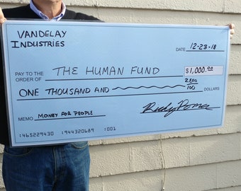 Large Dry Erase Presentation Check, Reusable Big Checks 18" x 36"
