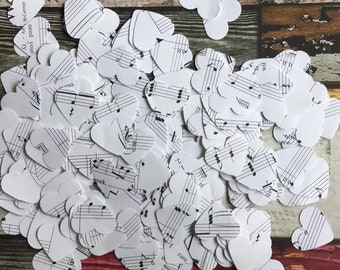 Heart Wedding / Anniversary Table Confetti / Decoration - Beatles Love Songs Sheet Music / Notes