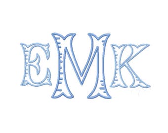 1.5" inch Fairfax Fishtail Ribbed Embroidery Font Monogram Satin Stitch Instant Download PES BX All Formats Open