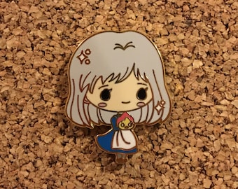 Old Sophie & Calcifer Howl's Moving Castle Chibi Studio Ghibli Miyazaki Enamel Pin