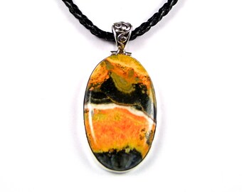 Bumble Bee Jasper Sterling Silver Pendant - N892