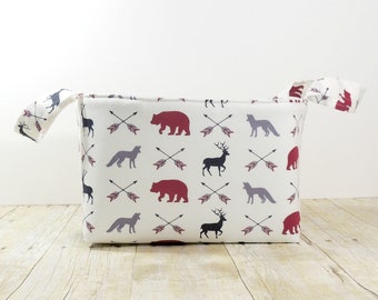 Fabric Storage Basket - Diaper Caddy - In the Woods Arrows Print - Toy Storage