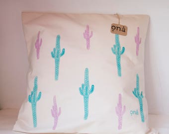 Hand linolut printed. Decorative pillows, Choose any colors. Made to order.