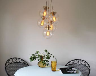 Bubble Chandelier, Globe Chandelier With 5 Large Glass Globes, Modern Hanging Pendant Lighting Fixture, BootsNGus Lights & Home Decor