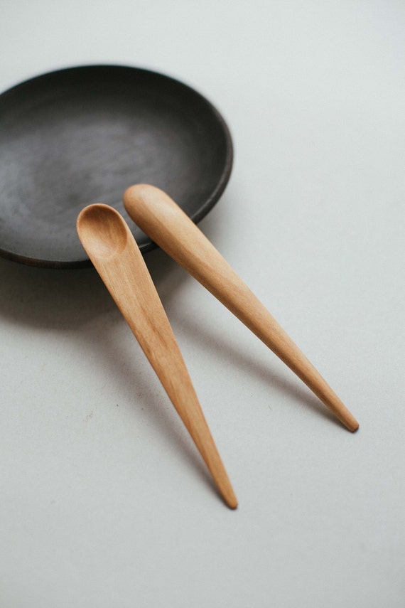 hand carved wooden small spoon japanese serving spoon