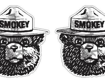 2x Smokey the Bear Sticker Aufkleber Autocollant Pegatinas digital Print Car Bike Racing Tuning Sponsor Helmet JDM Notebook