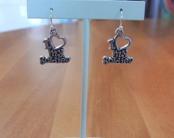 Dangle Earrings I love my Soldier