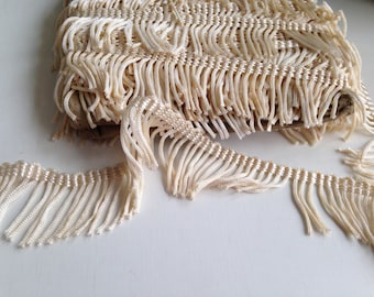 Vintage fringe trim, Off white tassel lace,tassel fringe,by the yard, lace fringe,boho lace, tassel lace,1.5 inch,ships free with other item