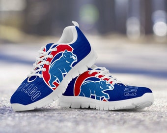 Chicago Cubs Fan Unofficial Custom White Shoes/Sneakers/Trainers - Ladies + Mens Sizes