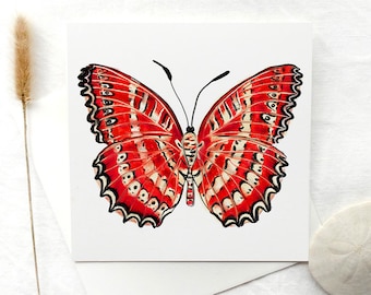 butterfly art card, art print, red butterfly, wall art, cethosia biblis, art print card