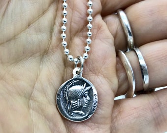 Silver coin necklace | Etsy