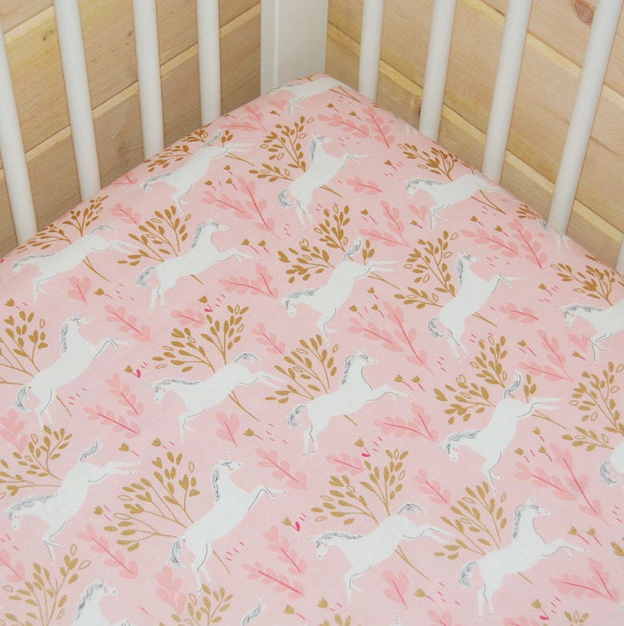 Unicorn Baby Girl Bedding Crib Sheet Mini Zoom