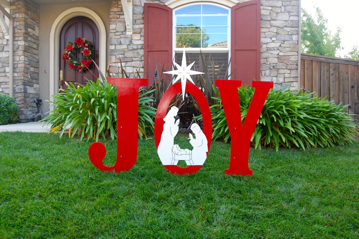 JOY Nativity Outdoor Christmas Holiday Yard Art Sign Large