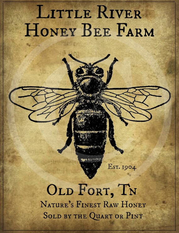 primitive vintage honey bee farm printable jpeg digital image