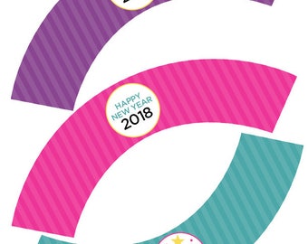 New Years Cupcake Wrappers New Years Party Decor Printable Cupcake Wraps New Years Eve Party New Years Party Decor Kids New Years Party