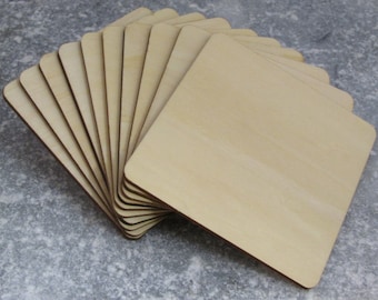 Wooden Square Coasters Shapes 10cm Craft Supplies Squares Large Wood Blank Various Discount Packs Available