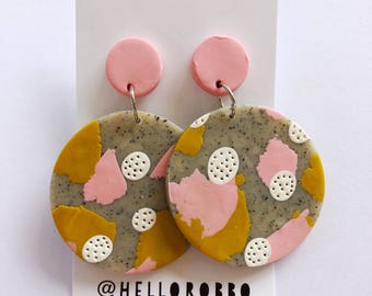 Polymer clay statement dangle earrings
