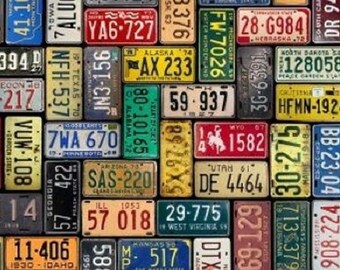 Wide Open Spaces "License Plates"-Hoffman Fabrics-BTY