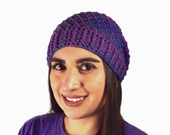 Oversized Slouchy Beanie, Crochet Slouchy hat, Slouchy Beanie, Hat, Purple Slouchy, Fall/Winter Fashion Ready To Ship