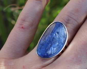 FREE SHIPPING Blue kyanite sterling silver ring: size - 55 (US size - 6.75)