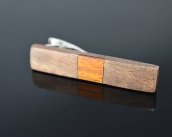 Black Walnut Wood with a Cocobolo Wood Square Tie Clip / Tie Bar / by wood.wool.stone
