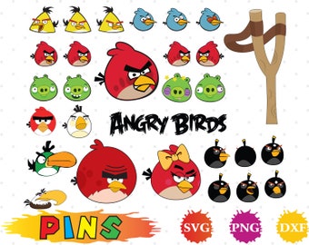 Angry birds svg,dxf,png/Angry birds clipart for Design,Print,Silhouette, Cricut